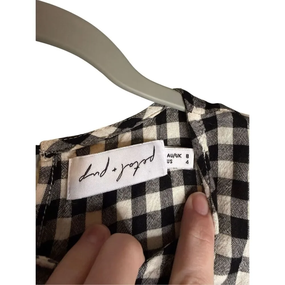 Petal & Pup Black Gingham‎ Plaid Tiered Rylan Dress Size 4